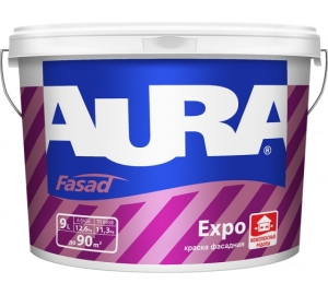 Краска фасадная акриловая Aura Expo белая 9 л Краска фасадная акриловая Aura Expo белая 9 л