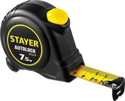 Рулетка STAYER AUTOLOCK 7,5м х 25мм корпус с резин. напылением, автостоп Рулетка STAYER AUTOLOCK 7,5м х 25мм корпус с резин. напылением, автостоп